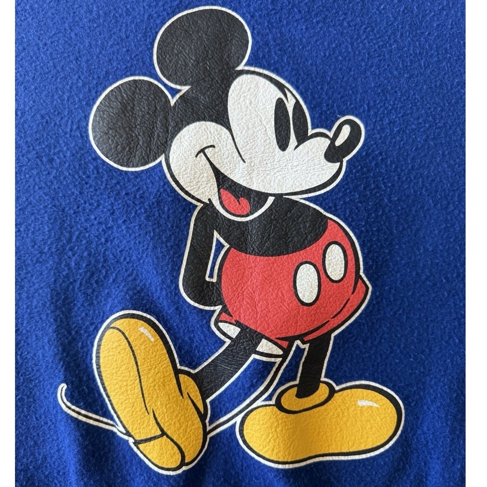 Disney Mickey Mouse Cropped Sweatshirt Size Medium Blue Retro Graphic Pullover - Picture 2 of 4